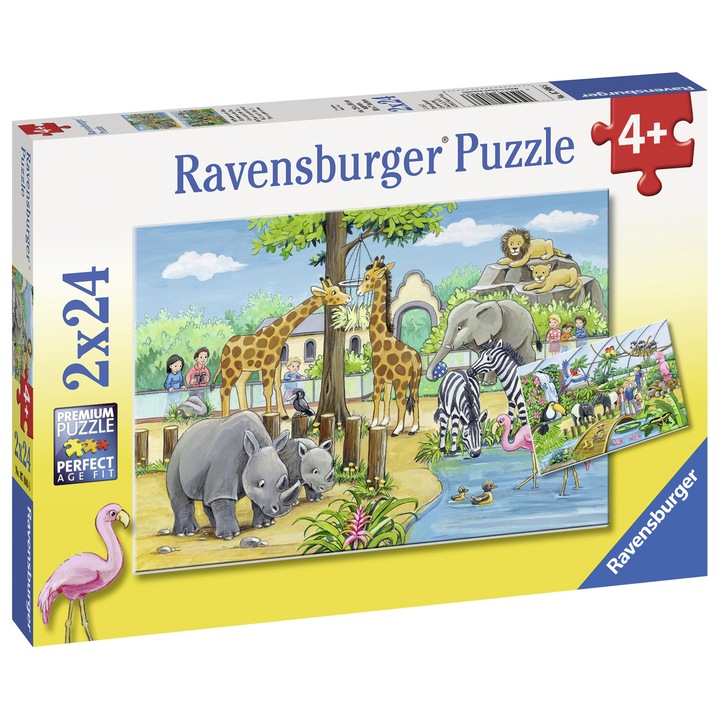 Puzzle Ravensburger - Állatkert, 2 az 1-ben, 2x24 darab