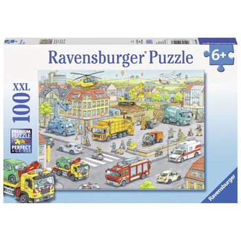Puzzle Ravensburger - Utilaje in oras, 100 piese Puzzle Ravensburger - Utilaje in oras, 100 piese