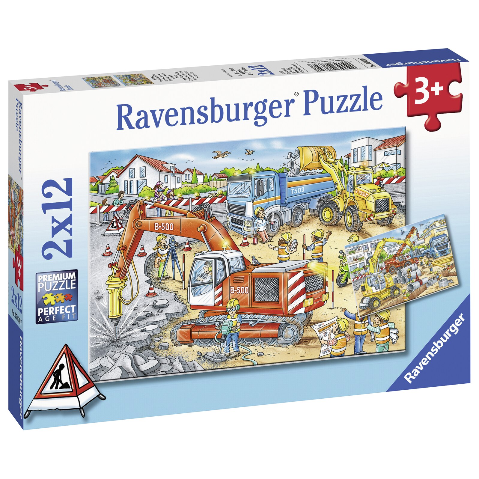 Puzzle Ravensburger - Santier in lucru, 2 in 1, 2x12 piese