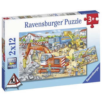 Puzzle Ravensburger - Santier in lucru, 2 in 1, 2x12 piese Puzzle Ravensburger - Santier in lucru, 2 in 1, 2x12 piese