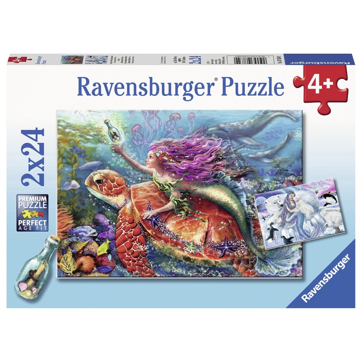 Пъзел Ravensburger - Приключенията на Сирена, 2 in 1, 2x24 части