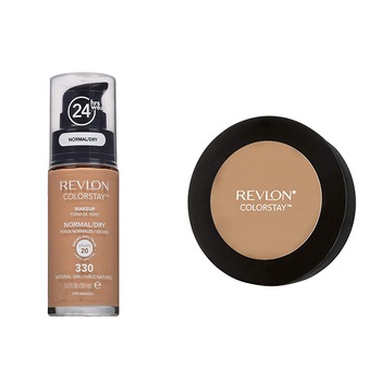 Pachet Revlon Colorstay, Fond Ten Normal Uscat 330 Natural Tan + Pudra 850 Medium Deep Pachet Revlon Colorstay, Fond Ten Normal Uscat 330 Natural Tan + Pudra 850 Medium Deep