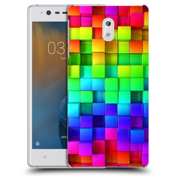 Husa Nokia 3 Silicon Gel Tpu Model Colorful Cubes Multicolor Husa Nokia 3 Silicon Gel Tpu Model Colorful Cubes Multicolor