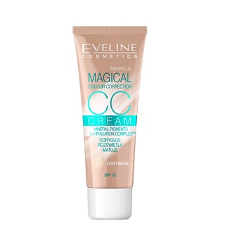 Crema coloranta, Eveline Cosmetics, CC Cream Magical Colour Correction, SPF 15, 50 Light Beige, 30 ml Crema coloranta, Eveline Cosmetics, CC Cream Magical Colour Correction, SPF 15, 50 Light Beige, 30 ml