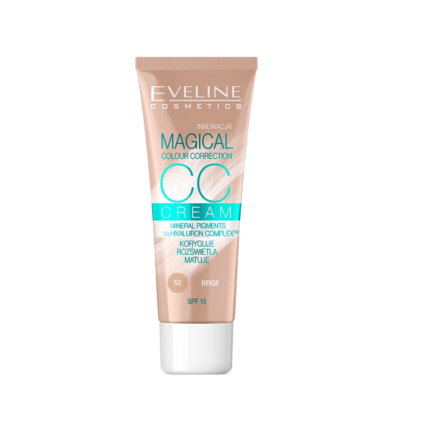 Crema coloranta, Eveline Cosmetics, CC Cream Magical Colour Correction, SPF 15, 53 Beige, 30 ml
