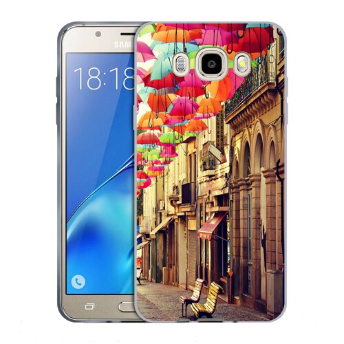 Husa Samsung Galaxy J7 2016 J710 Silicon Gel Tpu Model Vintage Umbrella Multicolor