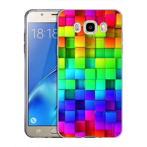 Husa Samsung Galaxy J7 2016 J710 Silicon Gel Tpu Model Colorful Cubes Multicolor
