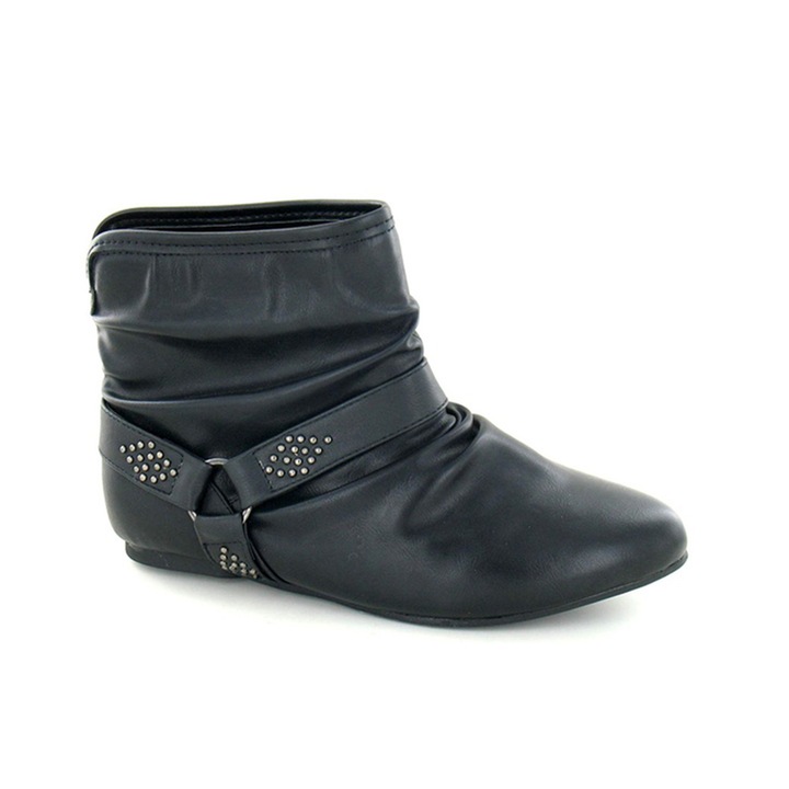 Botine dama, Spot on, Piele ecologica, Negru, 37 EU