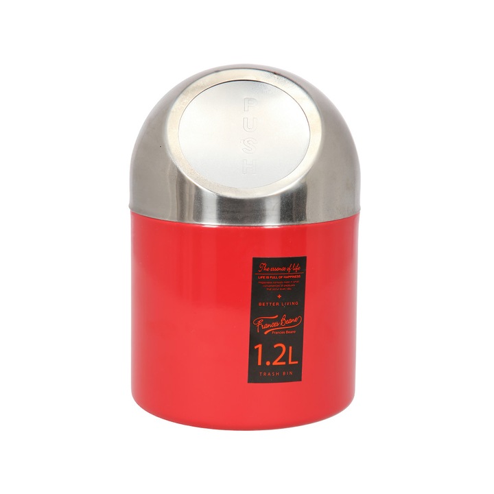 Cos de gunoi cu capac batant pentru Birou, capacitate 1.2 L, Grunberg, ROSU, RY207A