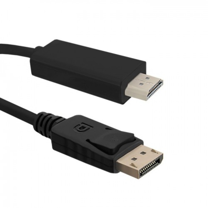 Кабел Qoltec, За аудио и видео данни, DisplayPort v1.2 към HDMI, 4K x 2K, 3 м, Черен