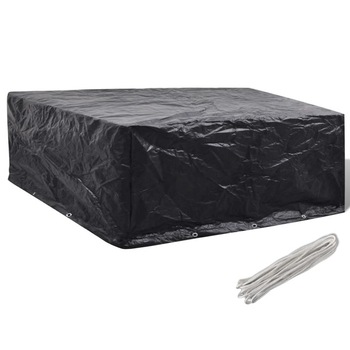 Prelata mobilier exterior din poliratan cu 10 inele vidaXL, Plastic, 260 x 260 x 90 cm, Negru Prelata mobilier exterior din poliratan cu 10 inele vidaXL, Plastic, 260 x 260 x 90 cm, Negru