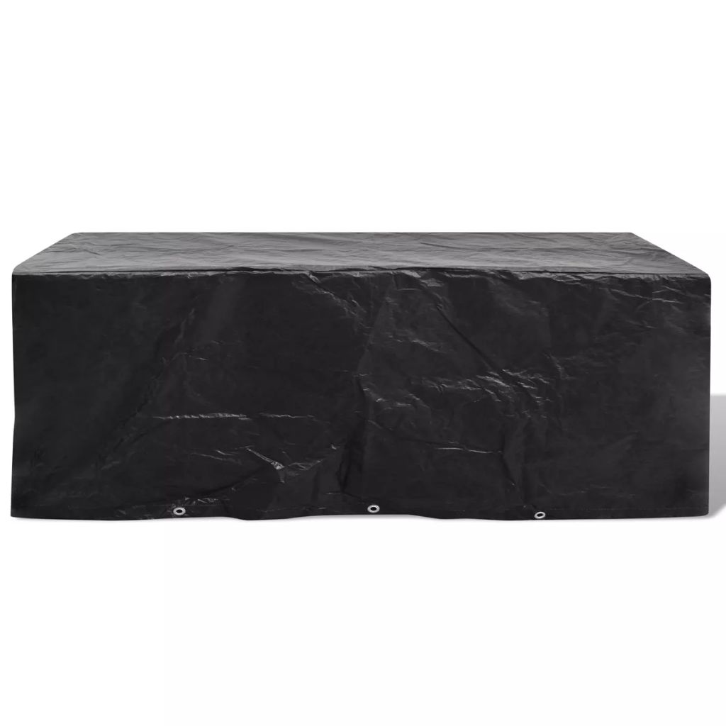 Husa mobilier gradina set 8 persoane 10 ocheti, vidaXL, Plastic, 229 x 113 x 73 cm, Negru