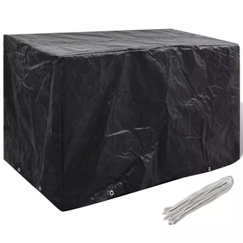 Husa mobilier gradina set 8 persoane poliratan vidaXL, Plastic, 140 x 70 x 90 cm, Negru Husa mobilier gradina set 8 persoane poliratan vidaXL, Plastic, 140 x 70 x 90 cm, Negru