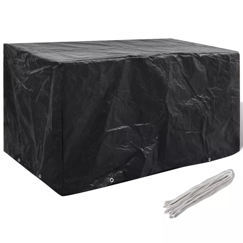 Husa mobilier gradina 8 ocheti vidaXL, Plastic, 180 x 70 x 90 cm, Negru