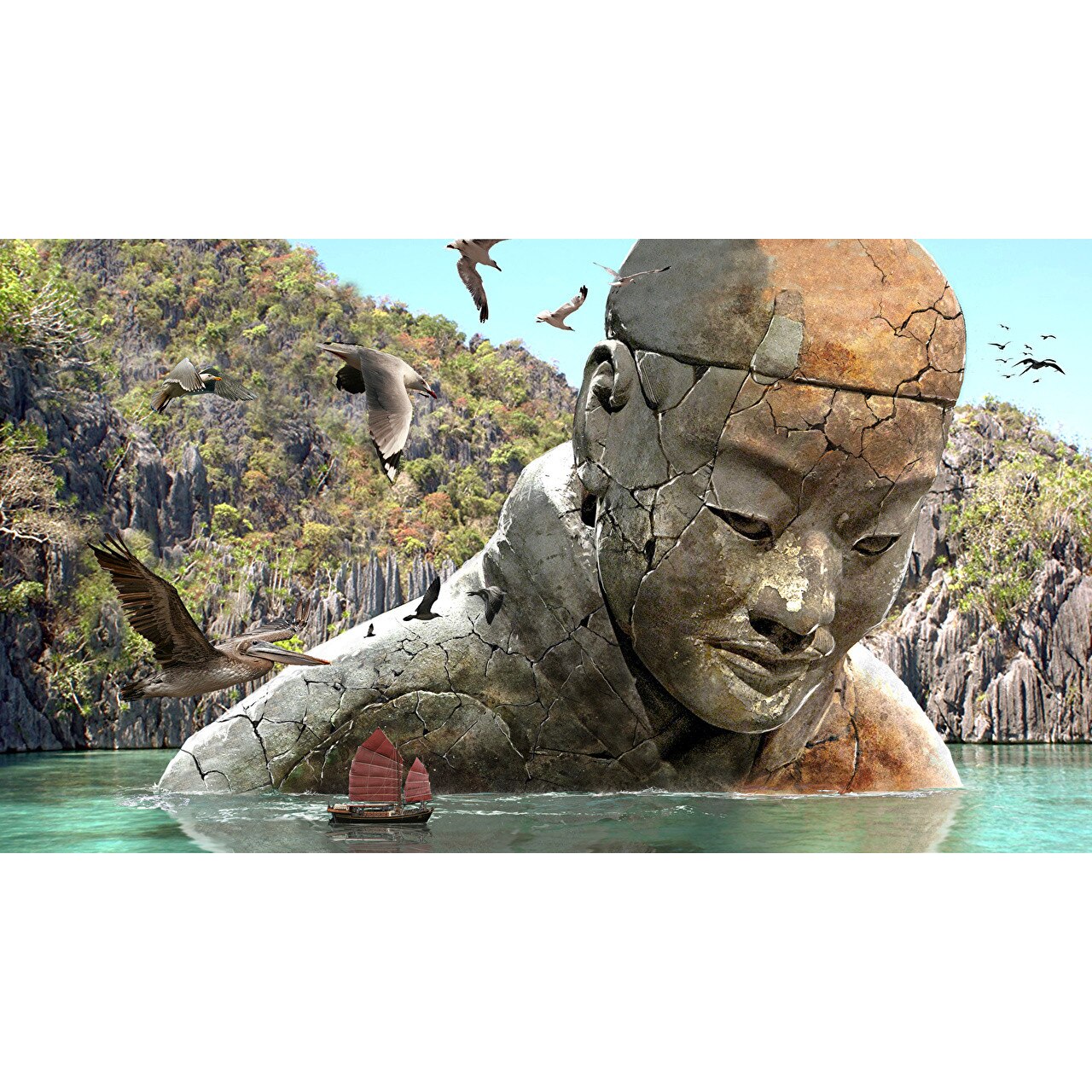 Tablou canvas Omul de piatra (75 x 50 cm)