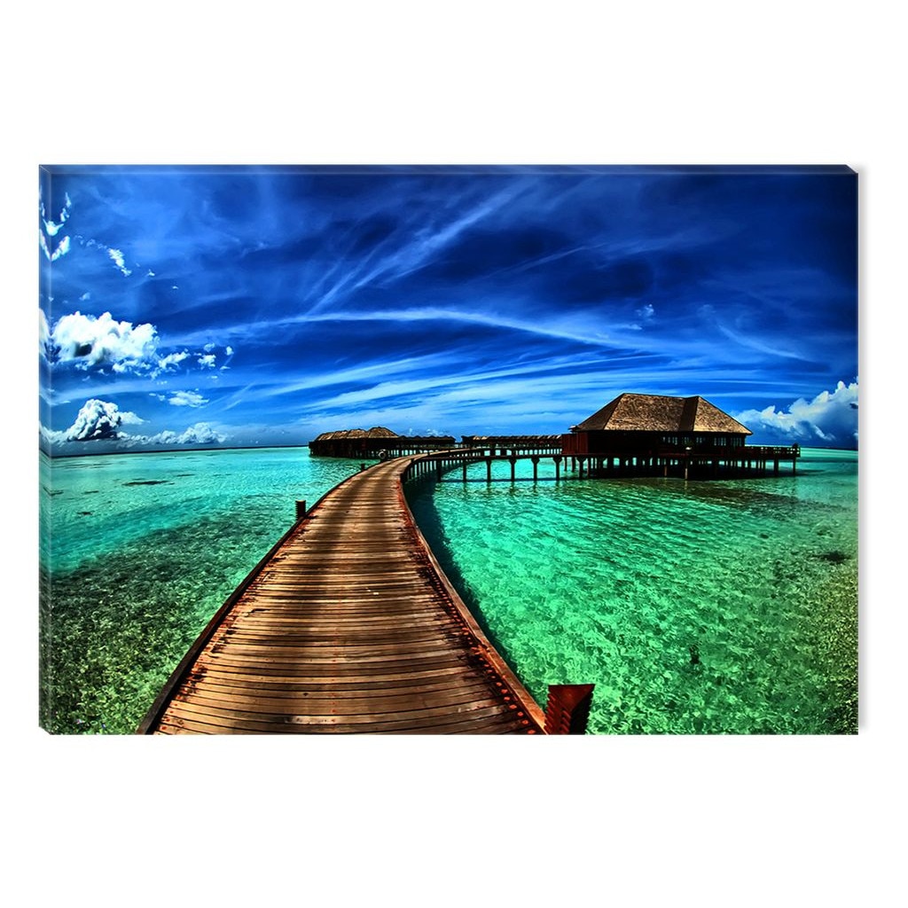 Tablou Startonight pe sticla acrilica Casa de pe Mare, luminos in intuneric, 90 cm x 60 cm