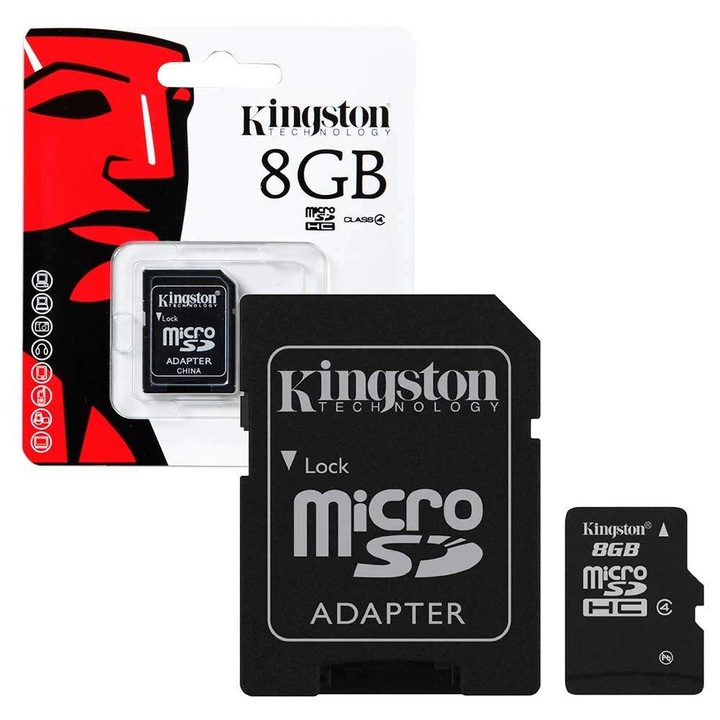 Карта памет Kingston 8GB microSDHC UHS-I 80MB/s Read Card + SD Адаптер