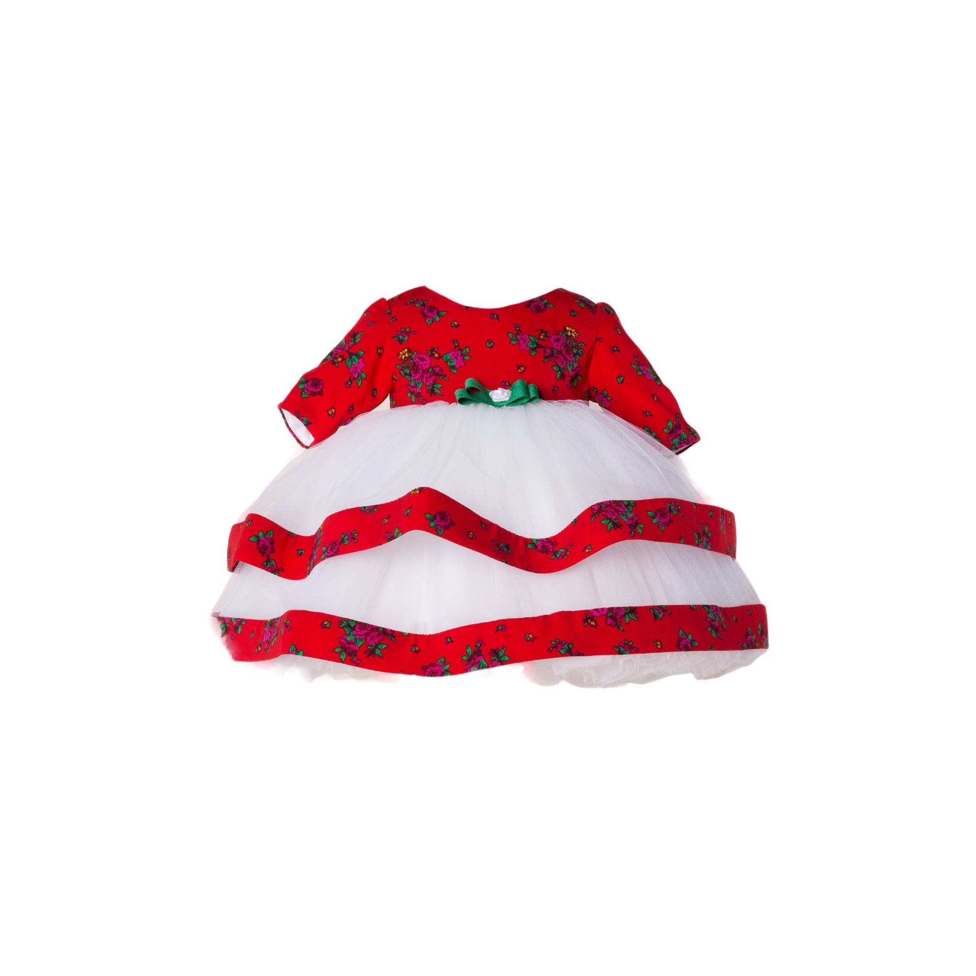 Rochita din bumbac, print rosu floral, 6 luni