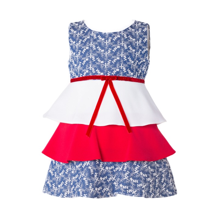 Rochita multicolor, fundita din catifea in talie, 6 luni