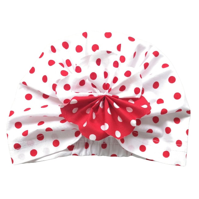 Turban de vara Mic Pitic din bumbac cu buline rosii, alb buline rosii