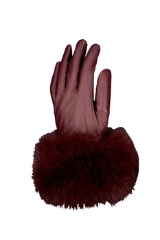 Manusi din Blana Naturala de Vulpe si Piele Naturala, Donna - Wine Red Manusi din Blana Naturala de Vulpe si Piele Naturala, Donna - Wine Red