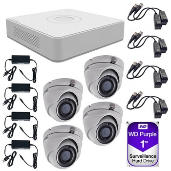 Sistem supraveghere video 4 camere 5MP interior/exterior Hikvision, 4K UltraHD + HDD 1TB cu accesorii montaj incluse Sistem supraveghere video 4 camere 5MP interior/exterior Hikvision, 4K UltraHD + HDD 1TB cu accesorii montaj incluse