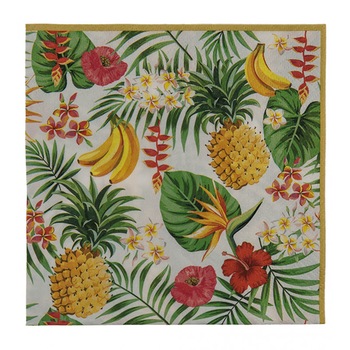 Servetele de masa pentru petrecere cu print tropical, 33 x 33 cm, 145263, Set 20 buc Servetele de masa pentru petrecere cu print tropical, 33 x 33 cm, 145263, Set 20 buc