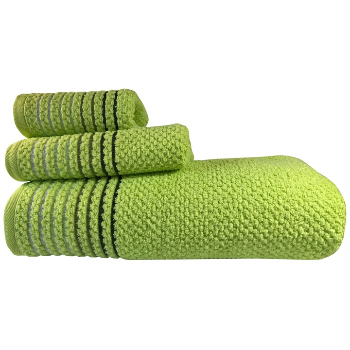 Комплект хавлиени кърпи Cattleya Home Зелени, 3 броя, Микропамук, 30х50; 45х80; 70х140 см