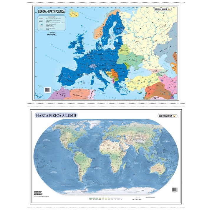 Harta Europa Politica si Lumea fizica 70x100