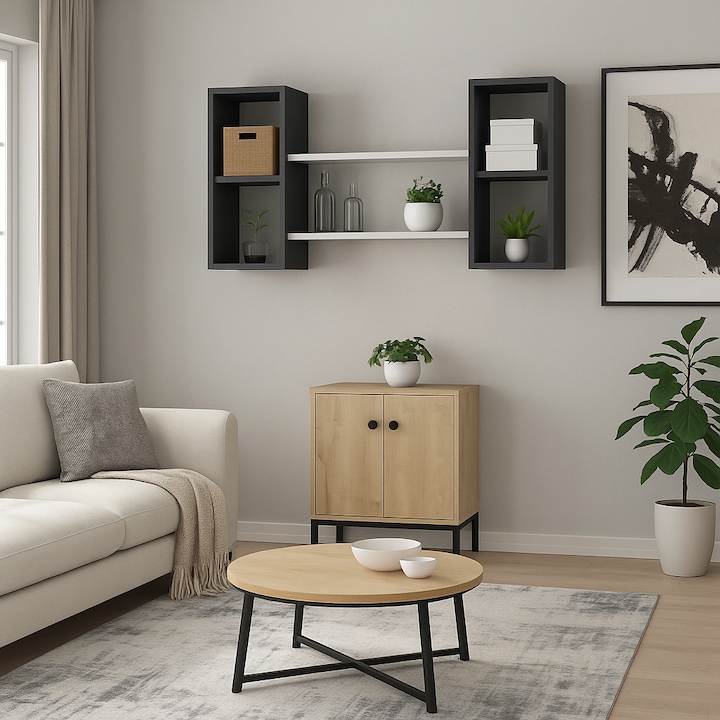 Raft de perete, Matilda Homs, gri antracit/alb, 60 x 105 x 20 cm, PAL