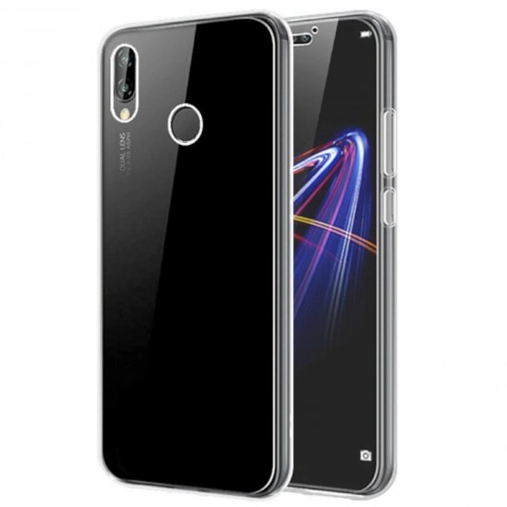 Huawei Y6 2019 Mobiltelefon tok, 360 °, szilikon, átlátszó