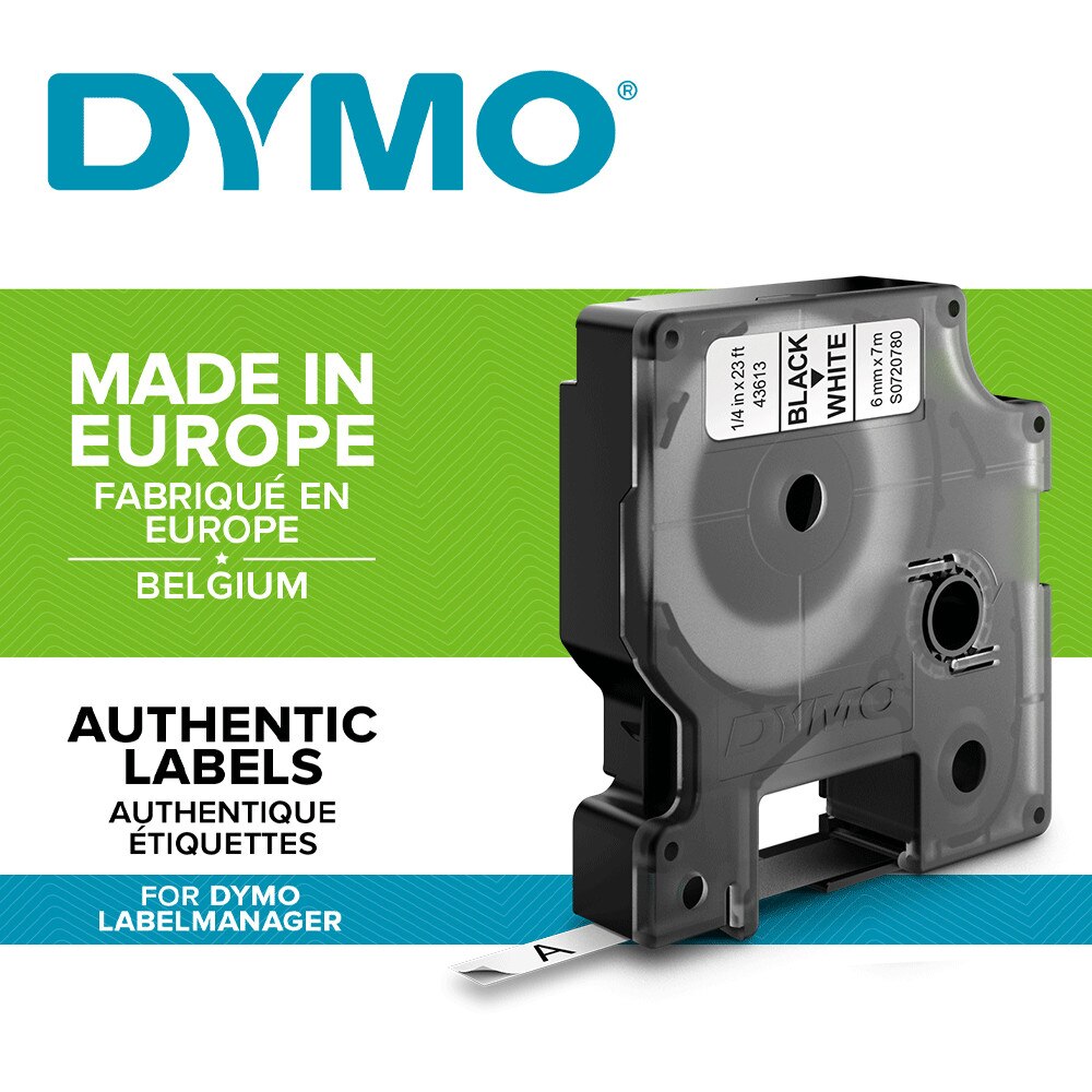 Etichete autocolante, DYMO 43613, LabelManager D1, 6mm x 7m, negru/alb, S0720780
