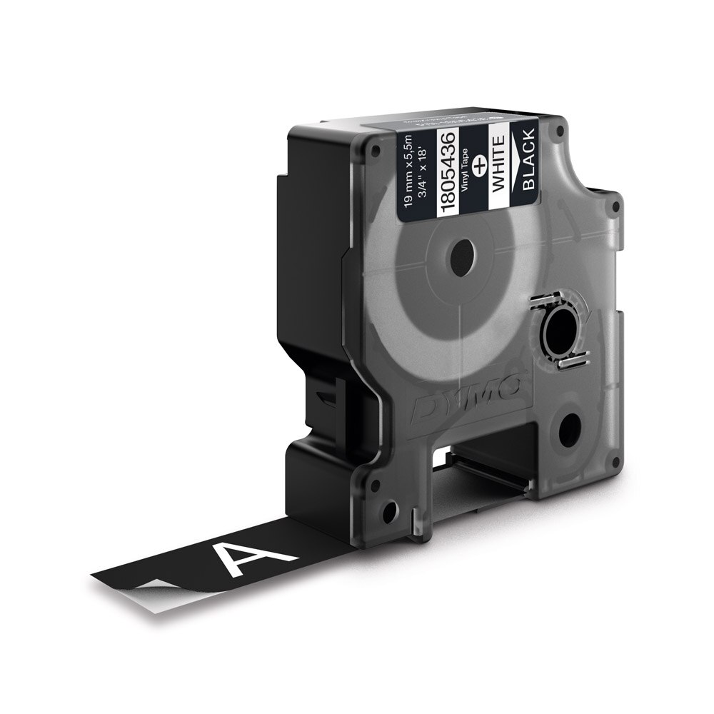 Etichete industriale autocolante, DYMO ID1 vinil, 19mm x 5.5m, alb/negru, 1805436 DYMO