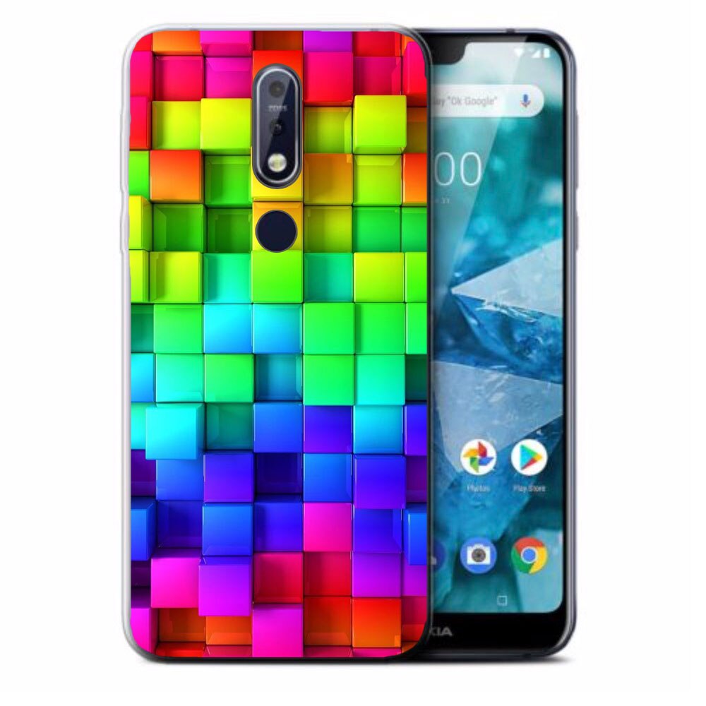 Husa Nokia 7.1 2018 Silicon Gel Tpu Model Colorful Cubes Multicolor