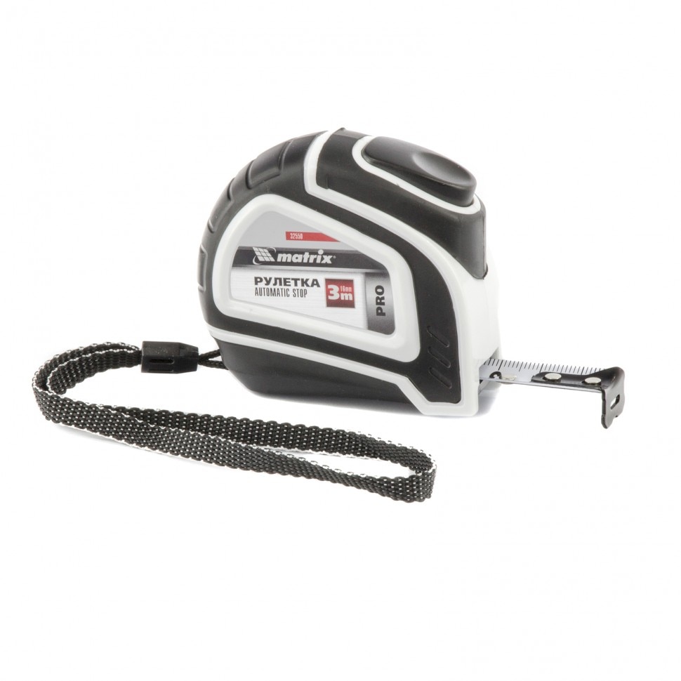 Ruleta, carcasa cauciucata, buton - pauza, certificare CE, 3 m х 16 mm, uz caznic, MTX