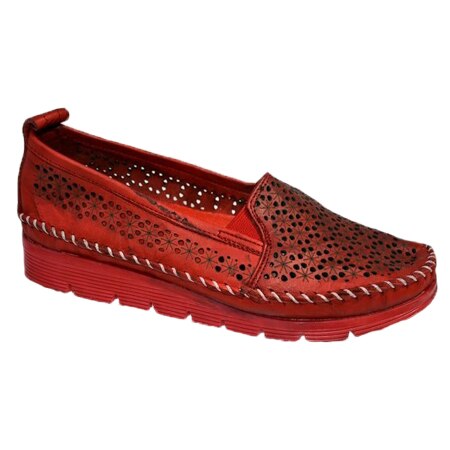 Balerini cu perforatii,model cu casaturi,D&J Exclussive, Rosu