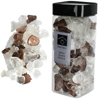 Cristale mari de sticla, pietre ornamentale din sticla, pietre decor, Rasteli, 740 g, alb-maro, art. 5346