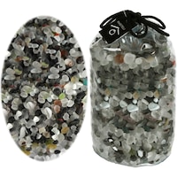 Cristale sticla colorata, margele decorative, sticla ornamentala, Rasteli, Ø 4-6 mm, 820 g, nuante gri, art. 5554