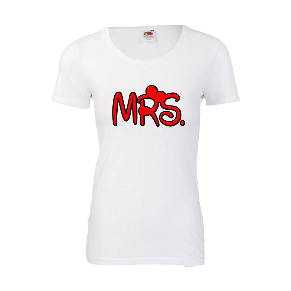 Tricou dama personalizat imprimeu in tesatura mrs. alb S