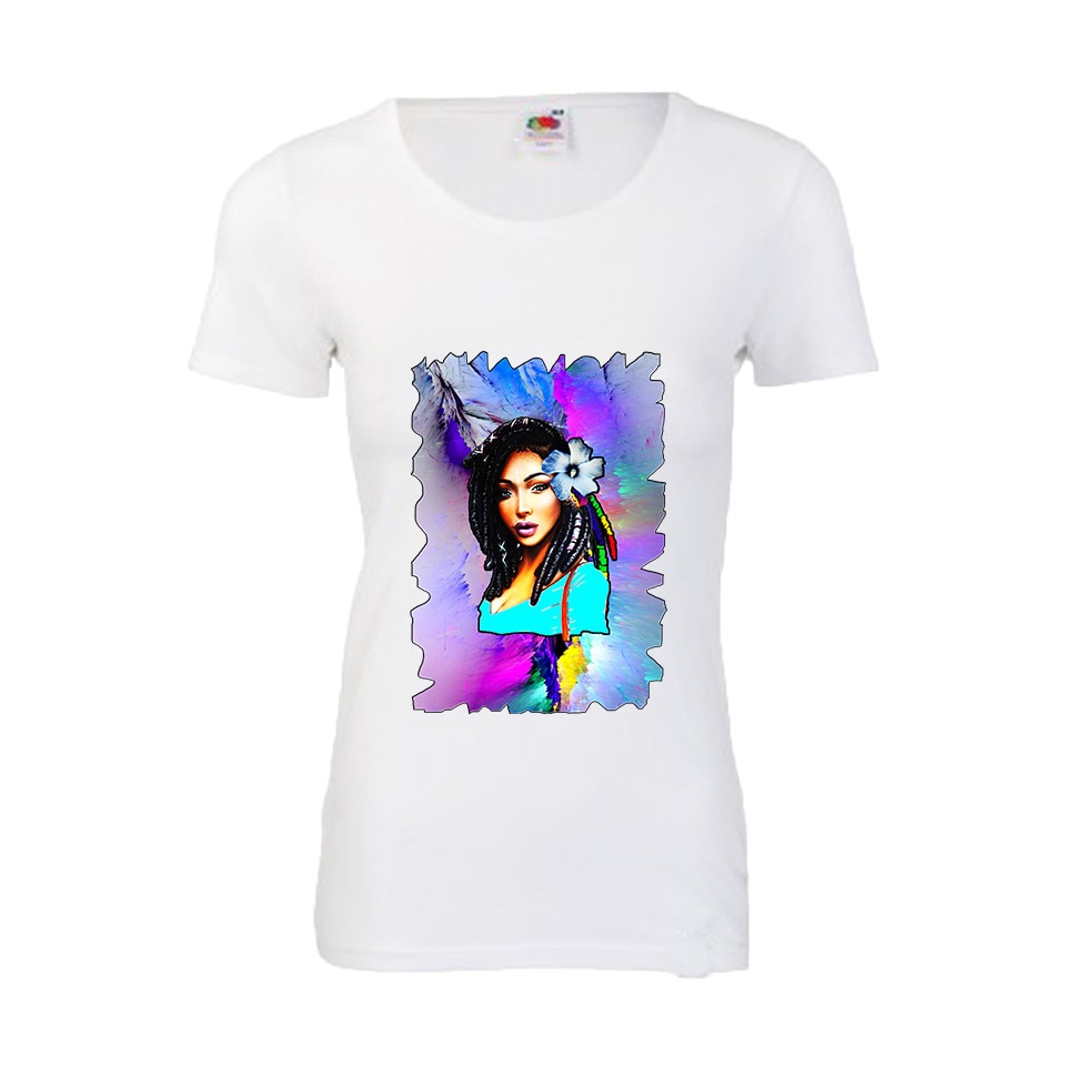Tricou dama personalizat print arta curcubeu alb L
