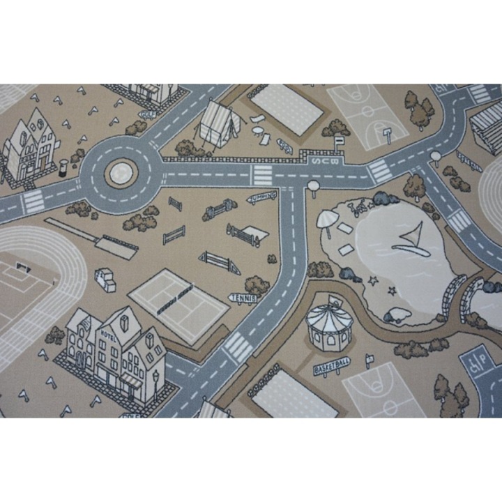 Килим DYWANY ŁUSZCZÓW - мокети против подхлъзване за деца street бежов, 200x350 cm