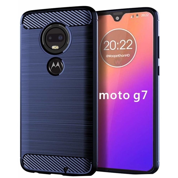 Калъф Motorola Moto G7 / G7 Plus Tpu Carbon Navy