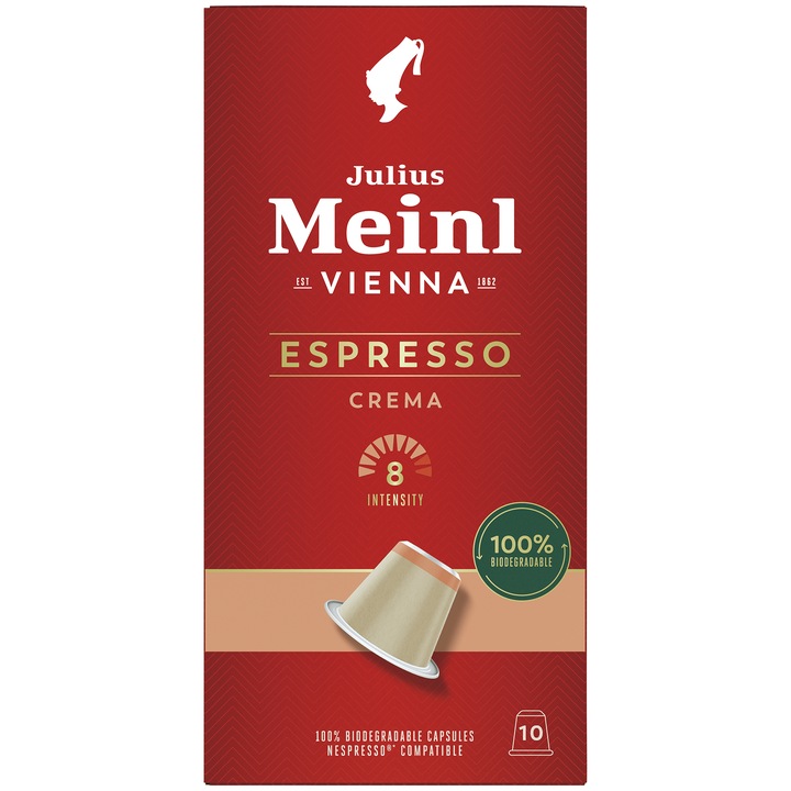 Capsule cafea Julius Meinl Espresso Crema, compatibile Nespresso, 10 capsule, 55 gr