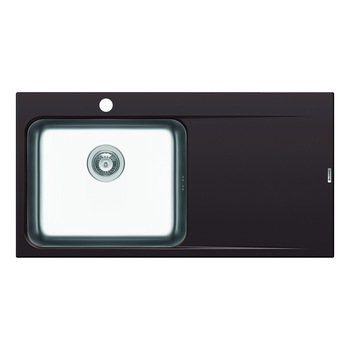 Chiuveta granit Pyramis PYRROS 1000x520mm, 1 cuva si 1 picurator, adancime 190mm, cuva stanga, finisaj inox si pyragranite chocolate Chiuveta granit Pyramis PYRROS 1000x520mm, 1 cuva si 1 picurator, adancime 190mm, cuva stanga, finisaj inox si pyragranite chocolate