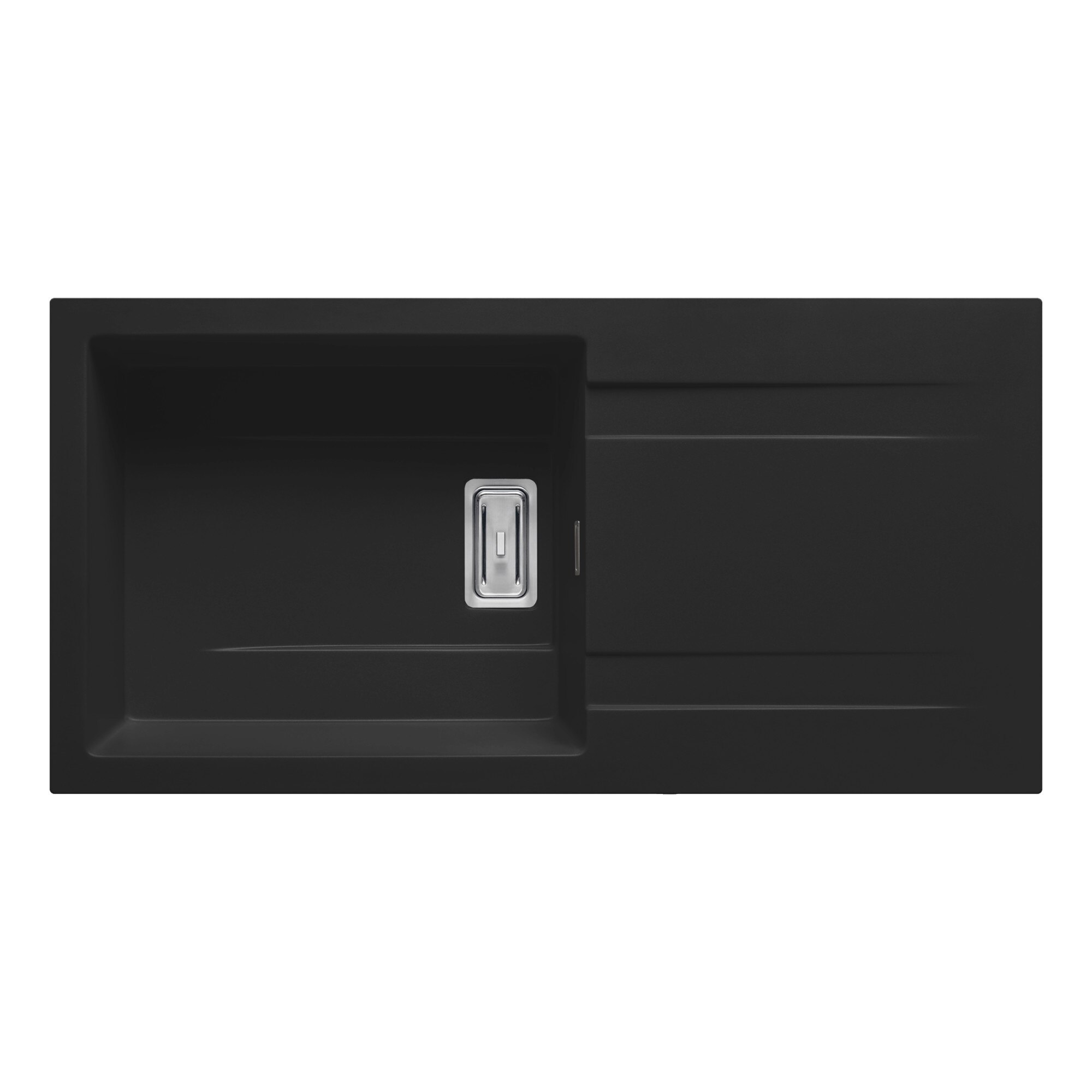 Chiuveta granit Pyramis KARTESIO Plus 1000x500, 1 cuva si 1 picurator, adancime 200mm, reversibila, valva dreptunghiulara, finisaj pyragranite carbon