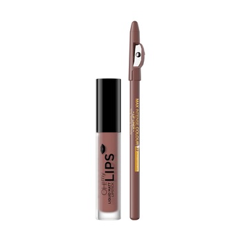 Set Luciu Mat Buze + Contur Buze, Eveline Cosmetics, 02 Milky Chocolate Set Luciu Mat Buze + Contur Buze, Eveline Cosmetics, 02 Milky Chocolate