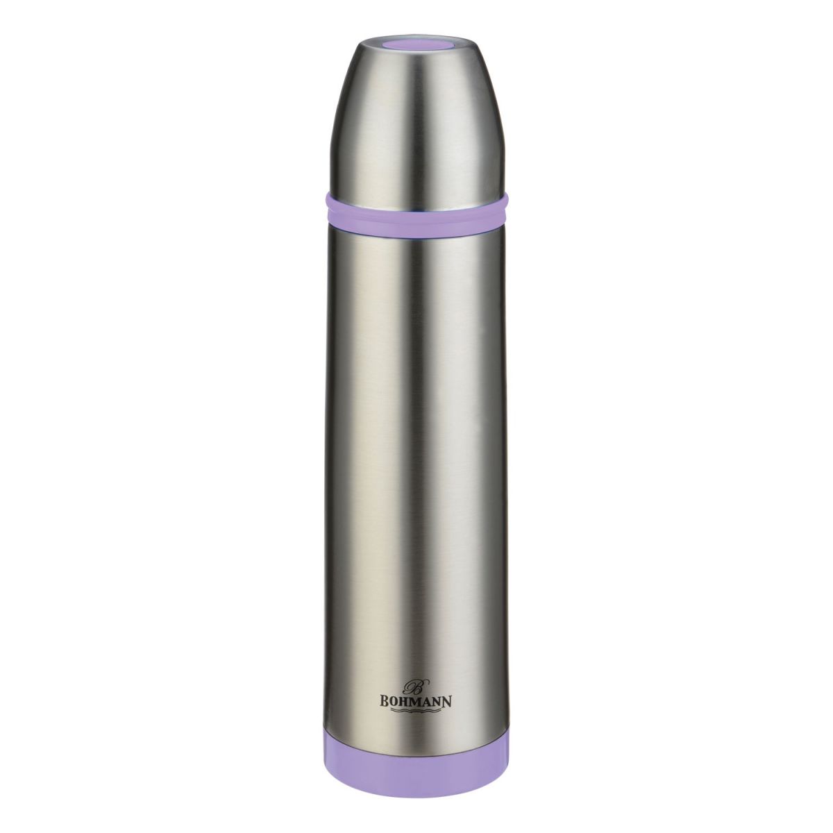 Termos din inox Bohmann, 800 ml, capac tip cana, silicon mov