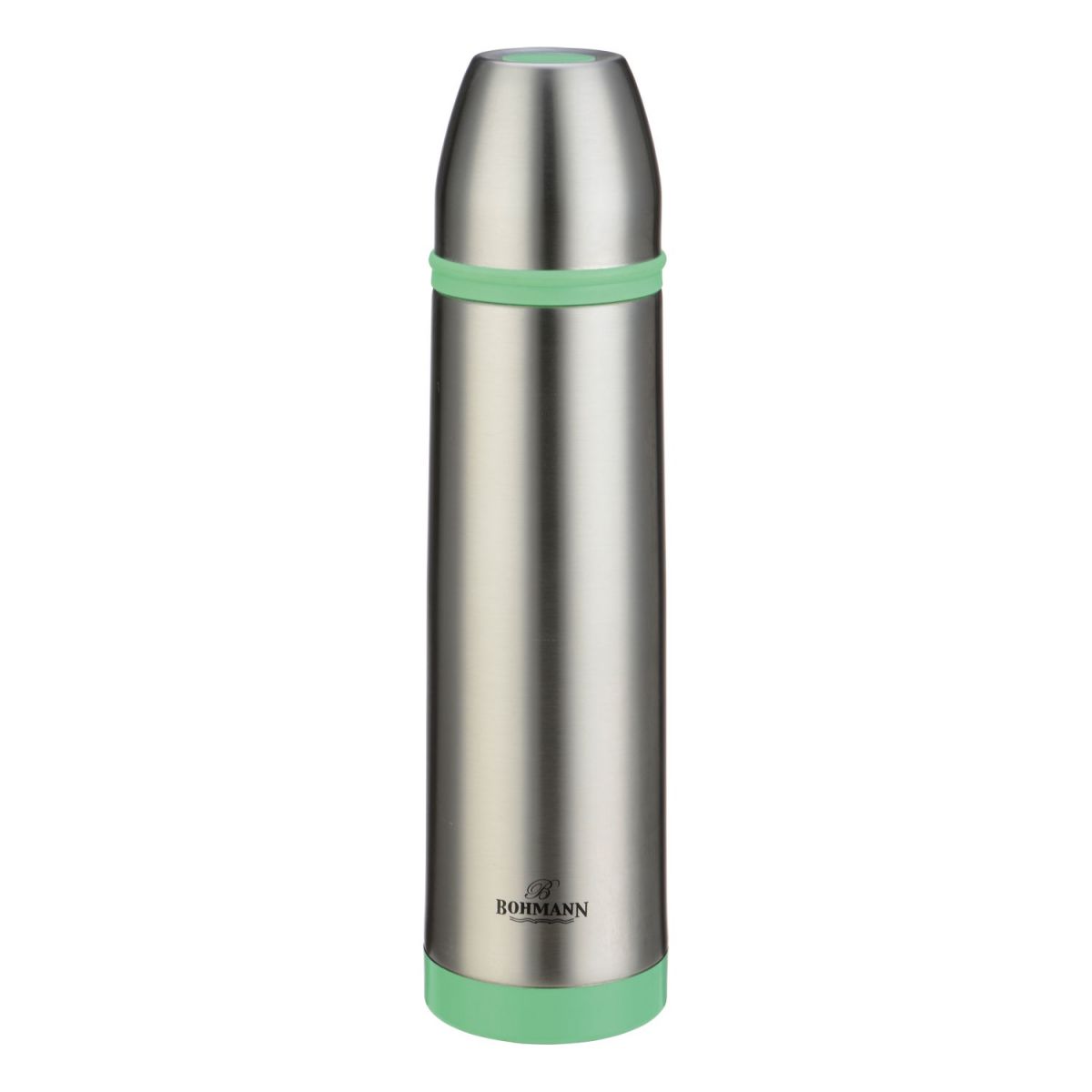 Termos din inox Bohmann, 800 ml, capac tip cana, silicon verde