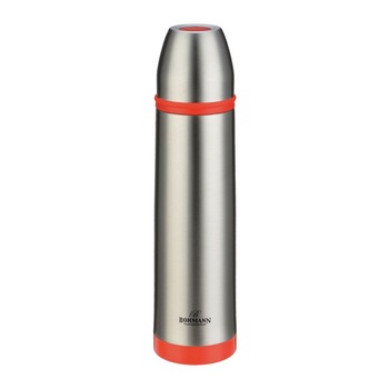 Termos din inox Bohmann, 800 ml, capac tip cana, silicon rosu Termos din inox Bohmann, 800 ml, capac tip cana, silicon rosu