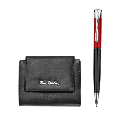 Set portofel dama si pix, Pierre Cardin, PCL046BA, Piele naturala